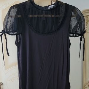 Red Valentino Black T-shirt with Velvet bow